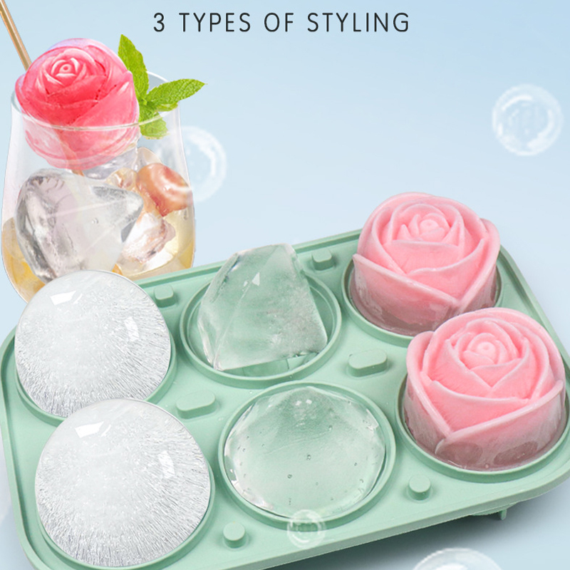 Kitchen Appliances And Utensils - 3D Rose Diamond Round Ice Cube